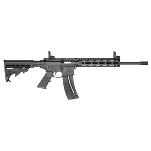 Smith & Wesson M&P15-22 SPORT .22 LR rifle with Magpul M-LOK handguard and MBUS folding sights