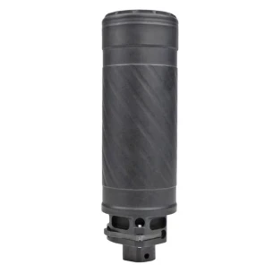 LWRC S‑556 suppressor — 5.125 inch high‑flow quick‑detach suppressor in C‑Series Cerakote finish (side view)