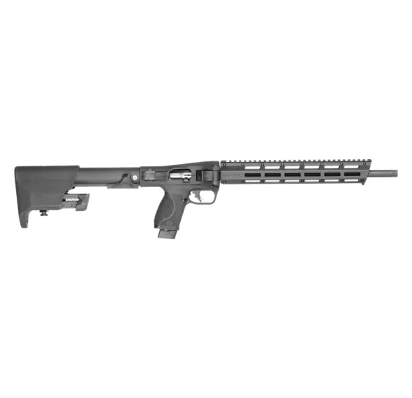 Smith & Wesson M&P FPC .22 LR folding carbine — optics-ready, folded and unfolded views