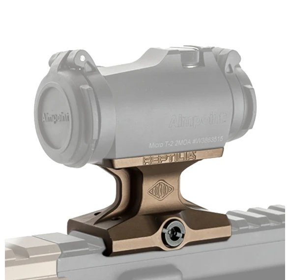 Reptilia DOT Mount for Aimpoint Micro – Lower 1/3 co-witness red dot mount for Picatinny rail, FDE anodized, mounted