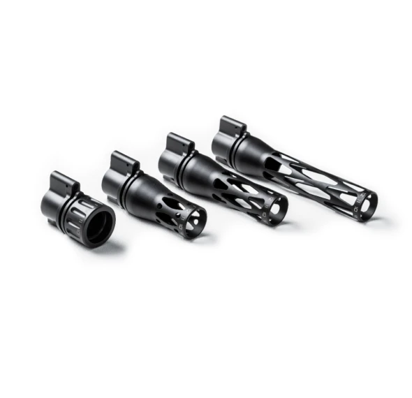 Riflespeed Adjustable Gas Block .875" journal — knurled numbered control knob, modular plunger and rotation‑stop visible