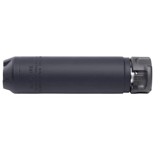 SureFire SOCOM6-MINI4 6mm suppressor — right-side view, Cerakote finish