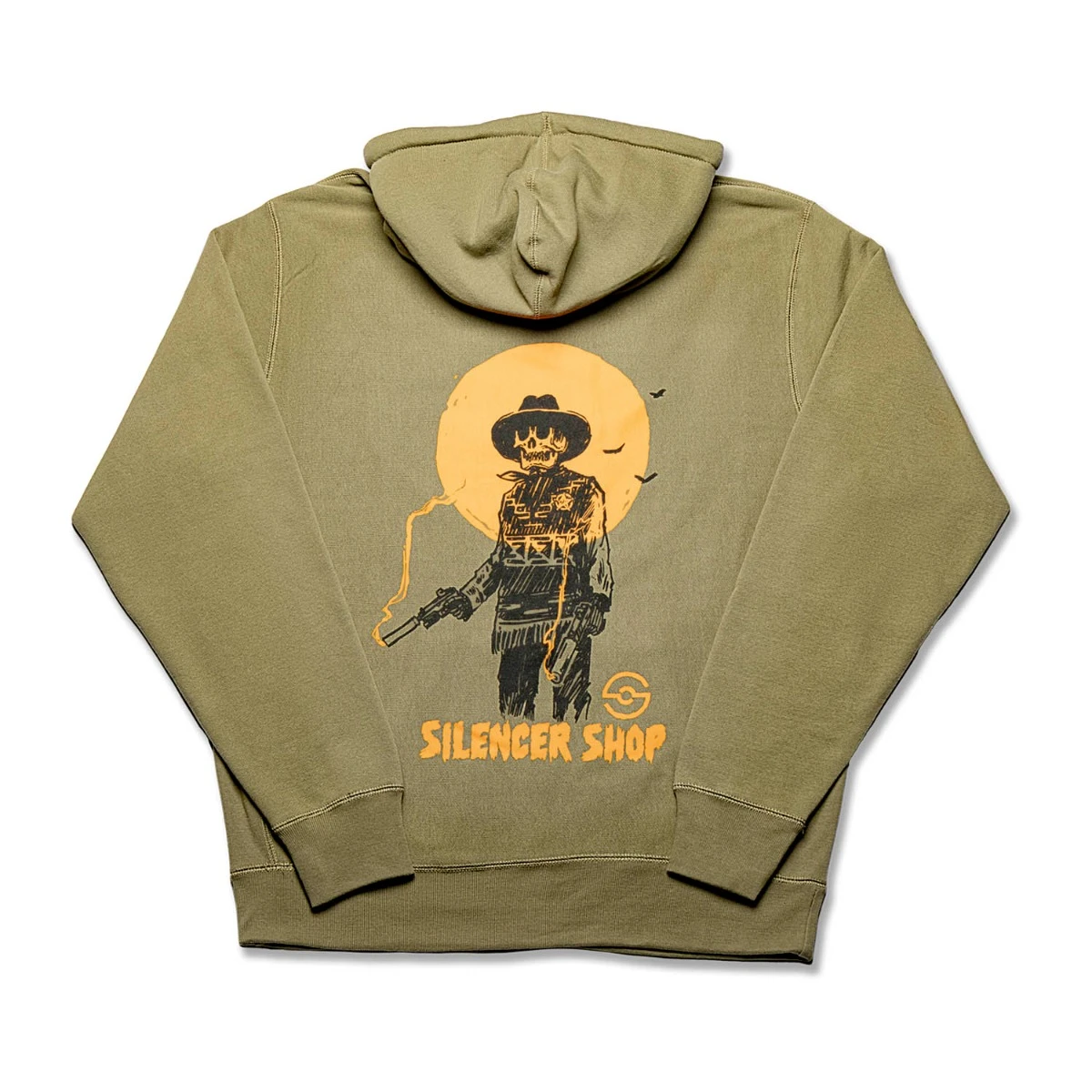 Silencer Shop Silent Vaquero Pull-Over Hoodie — .50 BMG Olive Branch Small